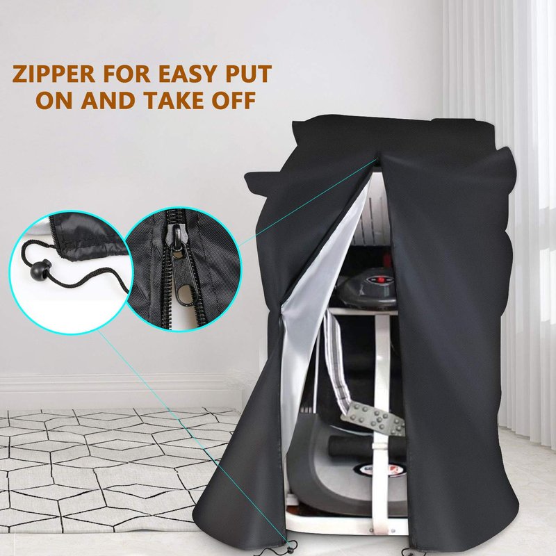 Iptienda Folding Treadmill Cover With Zipper - Dustproof and Waterproof for Exercise Sports Running Machine Equipment Indoor or Outdoor Use, Black - 81 W x 37" D x 67" H