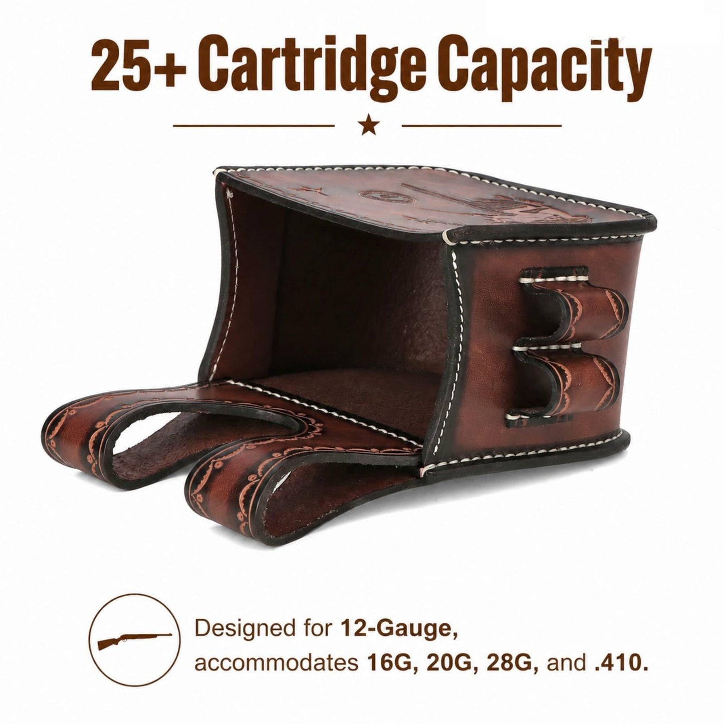 TOURBON Leather Shotgun Shell Pouch for Clay, Trap and Skeet Shooting