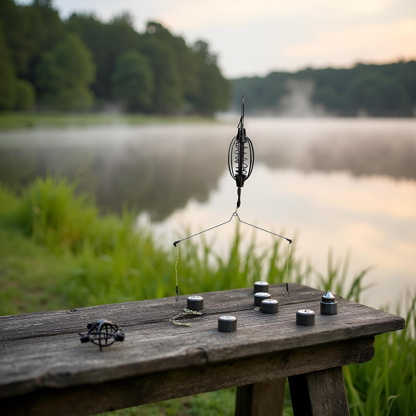 Galepromot 2Pcs Carp Fishing Feeder Baits Cage, Spring Fish with Holder, Inline Methods Tackle Baits Cage Hook Rigs Set Sinkers Feeder Tackle Fishing Sinkers