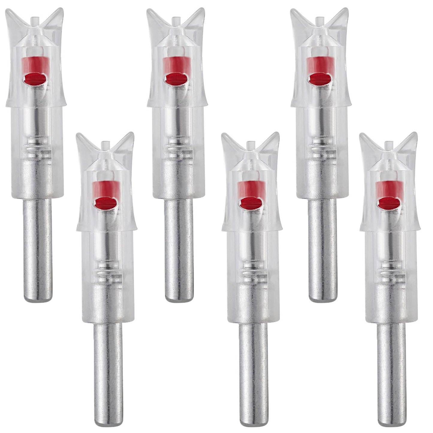 KEAUP 6PCS Lighted Nocks for Crossbow .300/7.62mm Inside Diameter Lighted Arrow Nocks for Archery Hunting (Red)