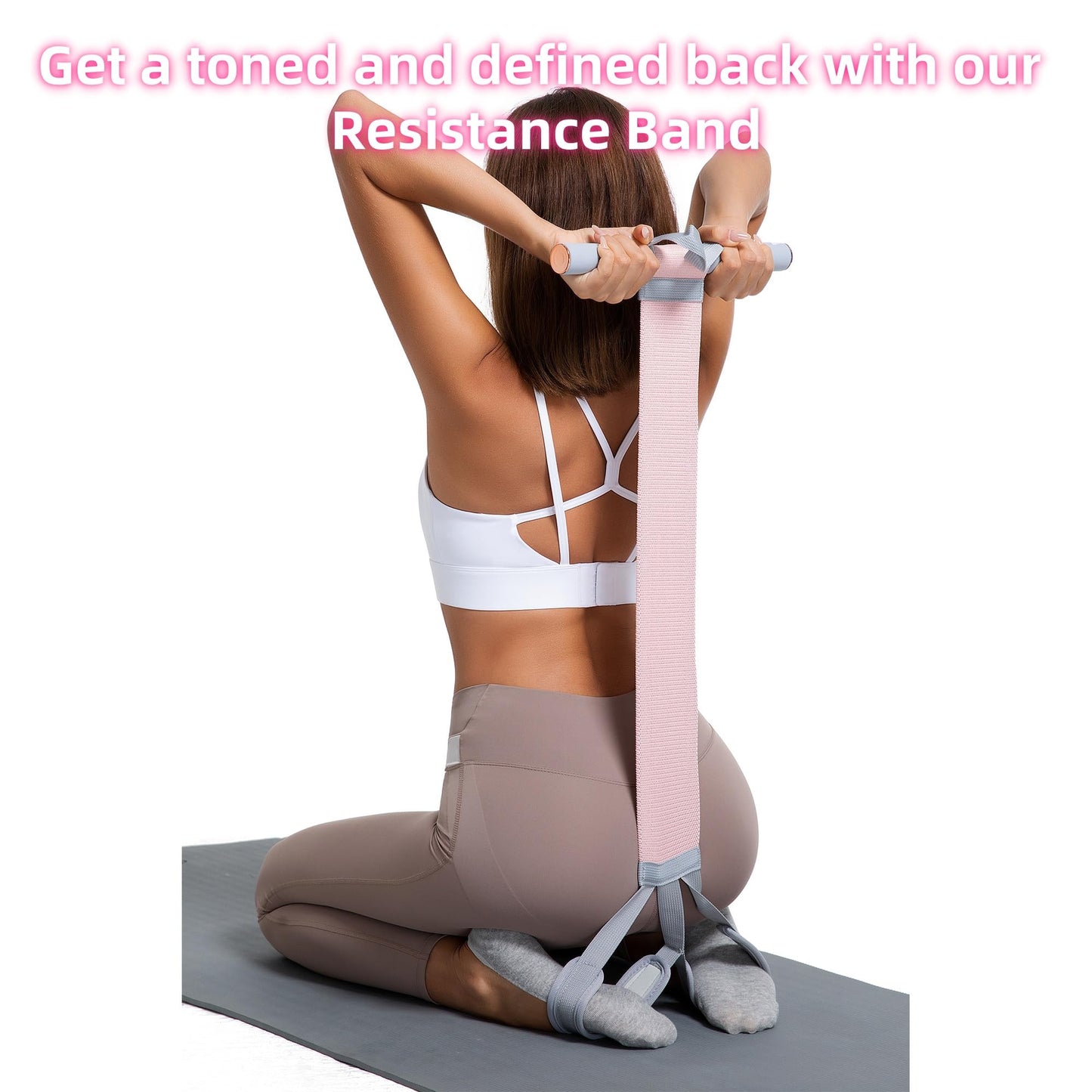 Multifunctional Tension Rope Set – Sit-Up Assistance, Knitted Fitness Equipment for Abdominal/Waist/Arm/Leg Stretching & Weight Loss Training (Baby Pink)