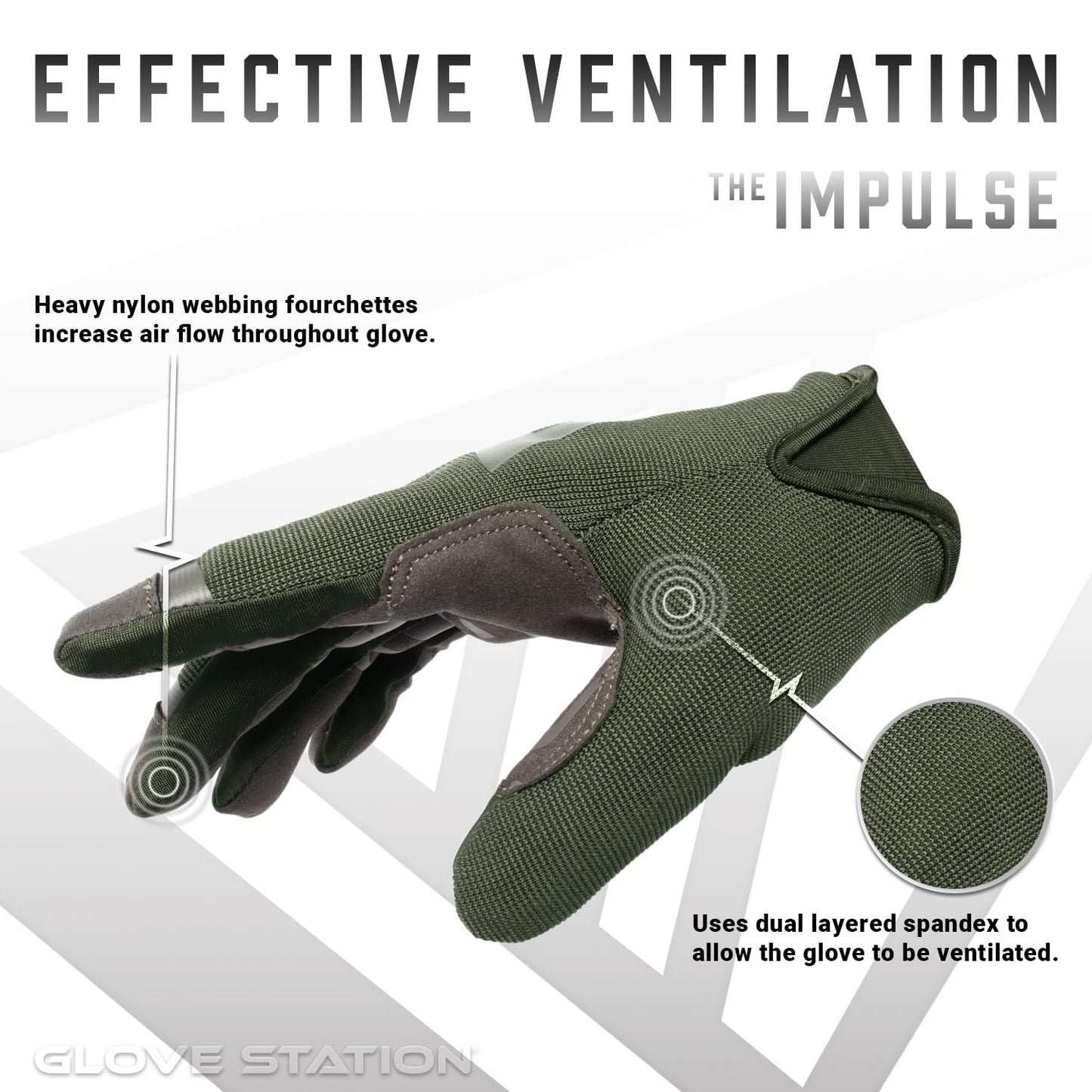 Glove Station The Impulse Gloves for Men with Touchscreen Compatibility – Suede Leather & Spandex Gloves for Motorcycle, Airsoft, Paintball & Work Use – XL, Green