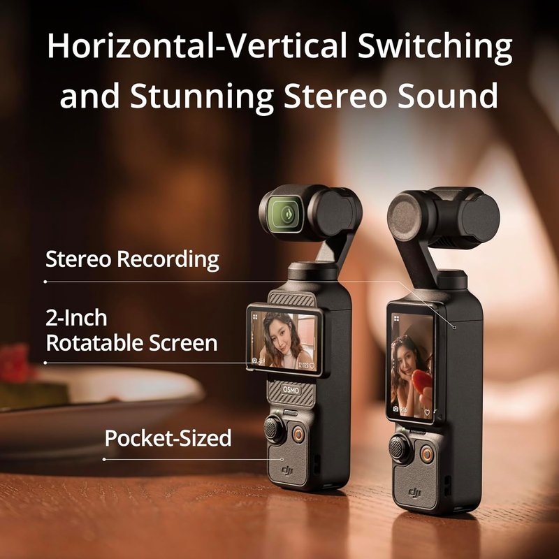 DJI Osmo Pocket 3 Vlog Camera - 4K Resolution, 120fps, 3-Axis Stabilization | Mic Included for Clear Sound