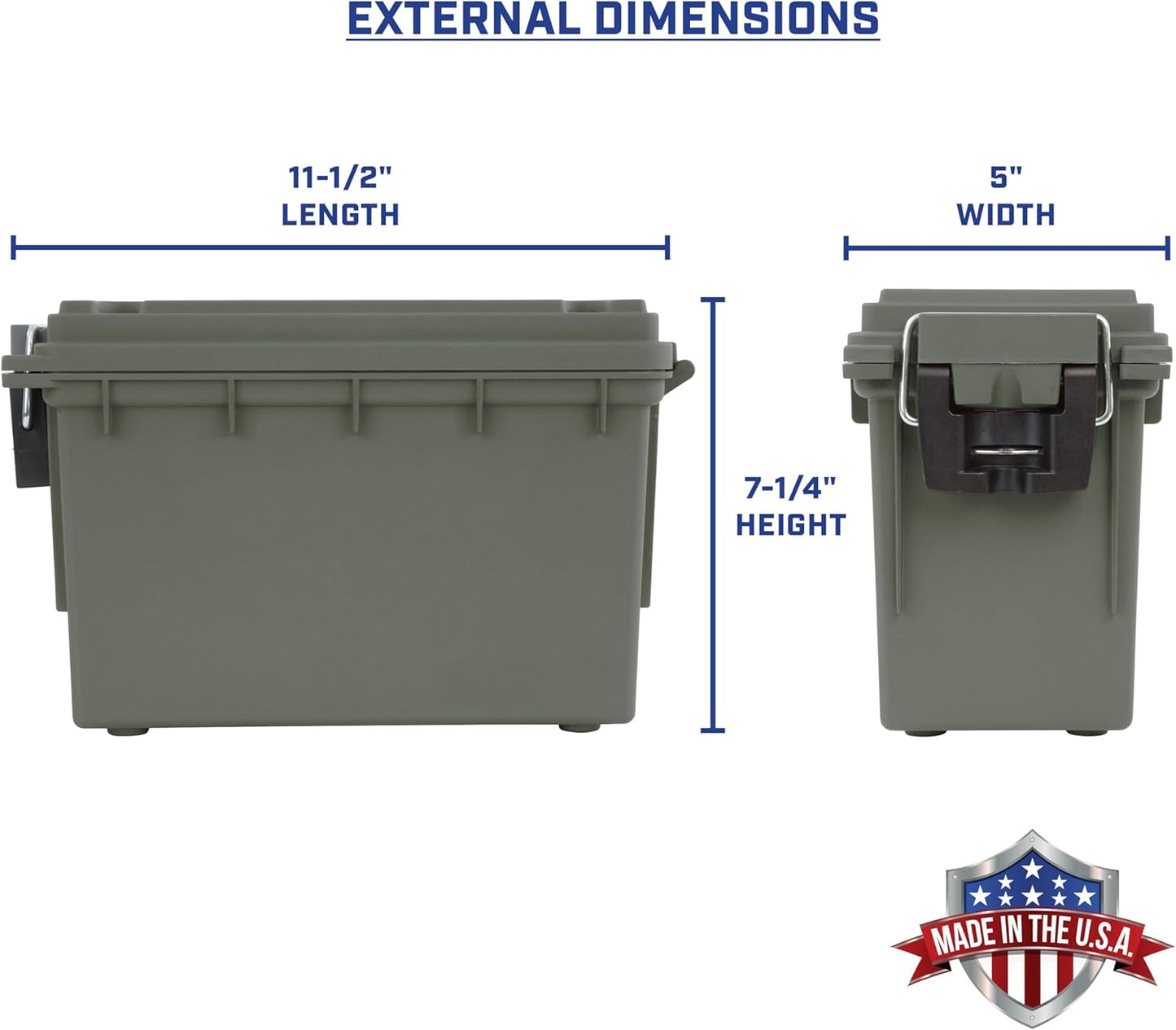 Sheffield Ammo Storage Box - Stackable .30 Cal Field Boxes | Water & Dust Resistant, Lockable, Green, 4-Pack