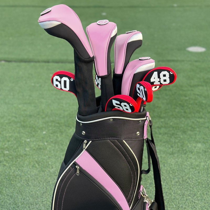 Andux 3pcs/Set PU Golf Wood Club Head Covers 460cc Driver Covers with Long Neck Pink