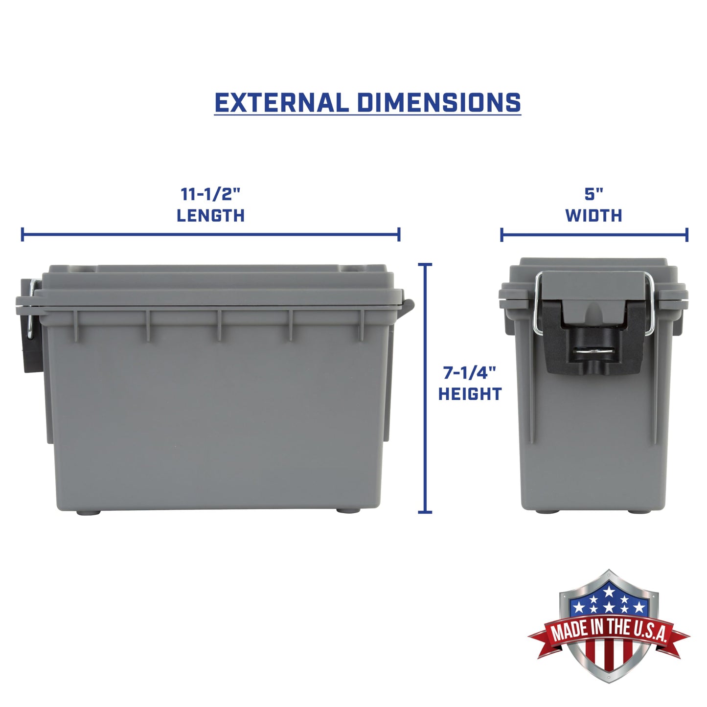 Sheffield Ammo Box Made in USA, Stackable Lockable Ammo Storage Box, Gray