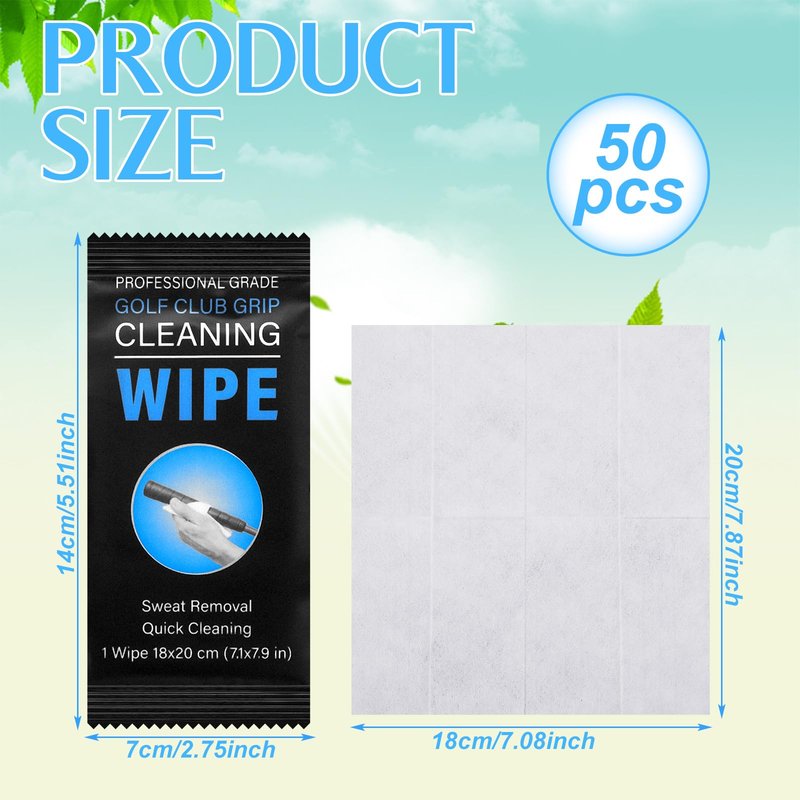 Hahafelt 50 Pack Golf Grip Wipes, Golf Club Cleaner Grip Accessories Removes Grime, Dirt, and Sweat, Restore Tackiness of Club Grips