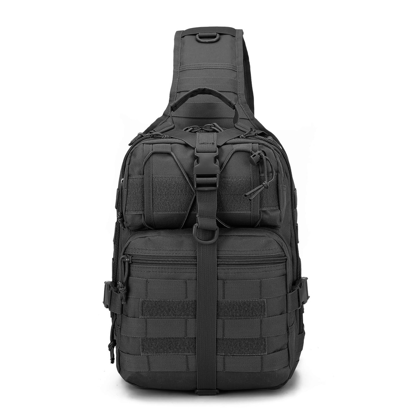 VTACOUTV Tactical Sling Bag Backpack, Military Rover Shoulder Pack, EDC Molle Assault Range Bag for Men Ambidextrous(Black)