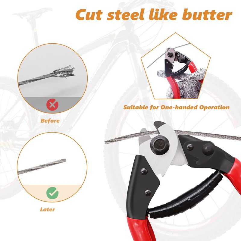 mankk 73PCS Universal Bike Brake Cable Kit and Housing Replacement Kit Stainless Steel Bike Cable Cutter Wire Cable Cutters with Cable End Caps and O-Rings for Mountain Road Bike Bicycle