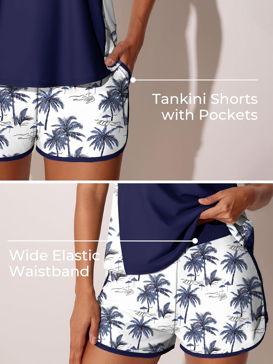 Tankini Swimsuits for Women - Tummy Control Blouson Two-Piece with Sporty Pockets | Summer Mae