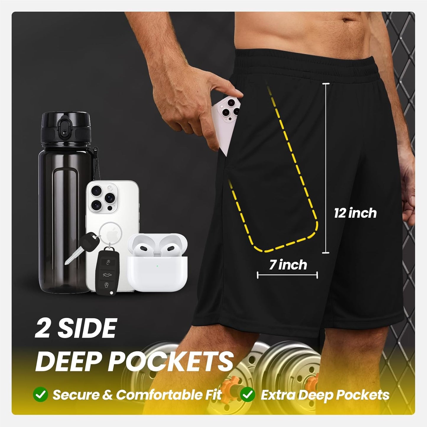 BALENNZ Athletic Shorts for Men - Quick Dry Activewear with Pockets & Elastic Waistband | Comfortable Fit
