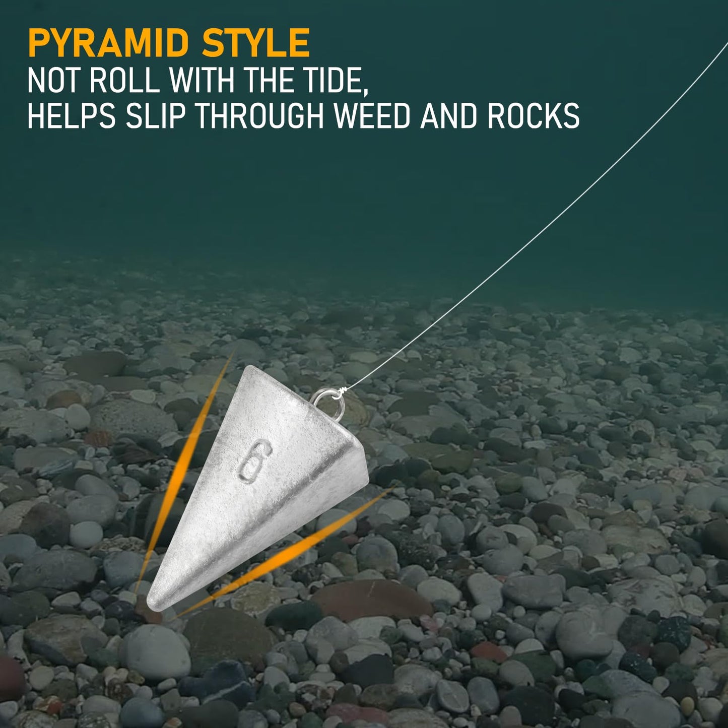 Dr.Fish 5 Pack Pyramid Sinkers Saltwater Lead Fishing Weight 1oz-32oz/2LB Triangle Surf Fishing Bank River Catfishing Pompano 2oz