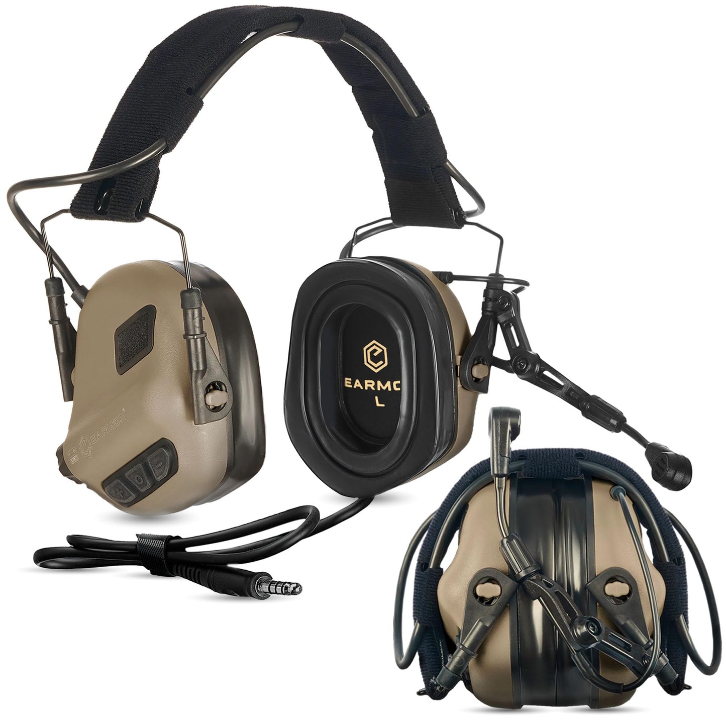 EARMOR M32 PLUS 2024 Version Tactical Headset Hunting & Shooting Earmuffs with Microphone, Sound Amplification, Nato TP120 Jacket, Tan