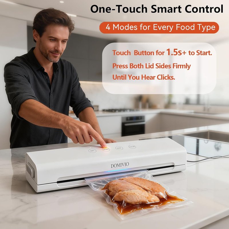 Vacuum Sealer Machine for Food - 4-in-1 Functions, Quick Sealing, 20 Vacuum Bags (20x30cm) | Compact Design for Home Use