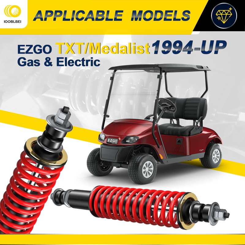 IOOBLBEI EZGO Golf Cart Heavy Duty Coil Spring Shock Absorber for TXT/Medalist 1994-UP, EZGO TXT Front and Rear Shock Absorber, Replaces OEM# 70928-G01, 76418-G01, 70630-G01 (Red)