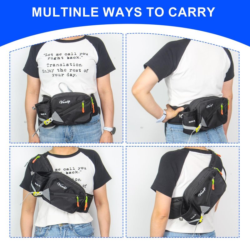 Waist Pack with Water Bottle Holder for Men and Women for Running Climbing Hiking Fitness Cycling and Other Outdoor Sports Black