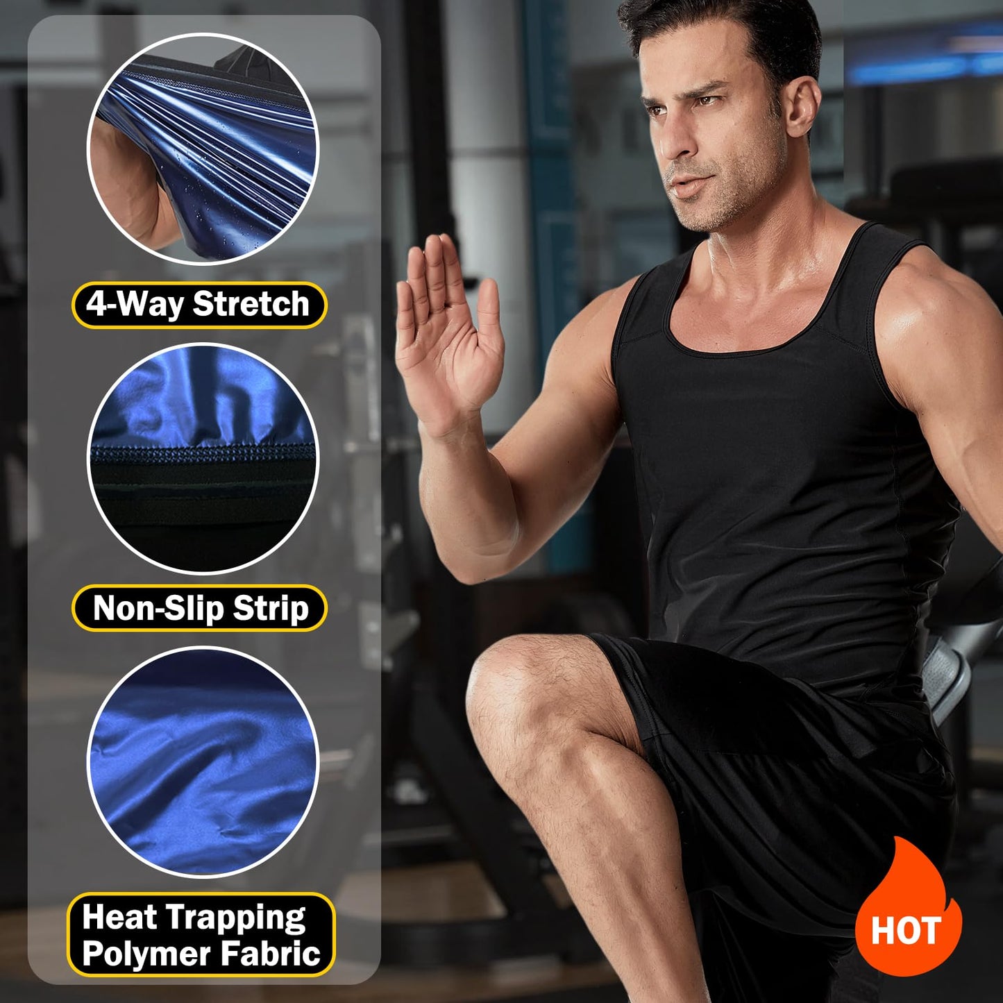 Towintec Sauna Vest for Men Waist Trainer Sauna Shirt Sweat Heat Trapping Compression Sleeveless Shirts Pullover Sweat Enhancing Weight Loss Workout Shapewear Top for Gym Exercise Sport(Blue,L/XL)