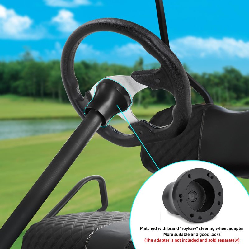 Roykaw Golf Cart Universal Steering Wheel Compatible with EZGO RXV TXT, Club Car DS Precedent Tempo, Yamaha G29 Drive Drive 2,Universal Design for Most Golf Cart