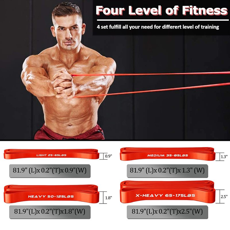 DASKING Natural Latex Resistance Bands Heavy Duty Workout Exercise Stretch Fitness Bands for Body Stretching, Pull Up Assist Band, Resistance Training (Style 3)