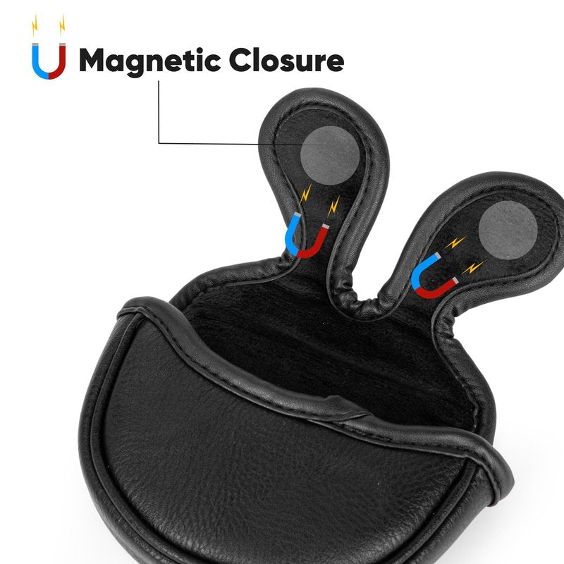 brdejc Golf Putter Cover Leather Small Mid-Size Center Shafted Mallet Putter Cover Headcover Cover Golf Club Covers Magnetic Closure for Most Brand Center Shafted Putter (for Center Shafted Mallet)