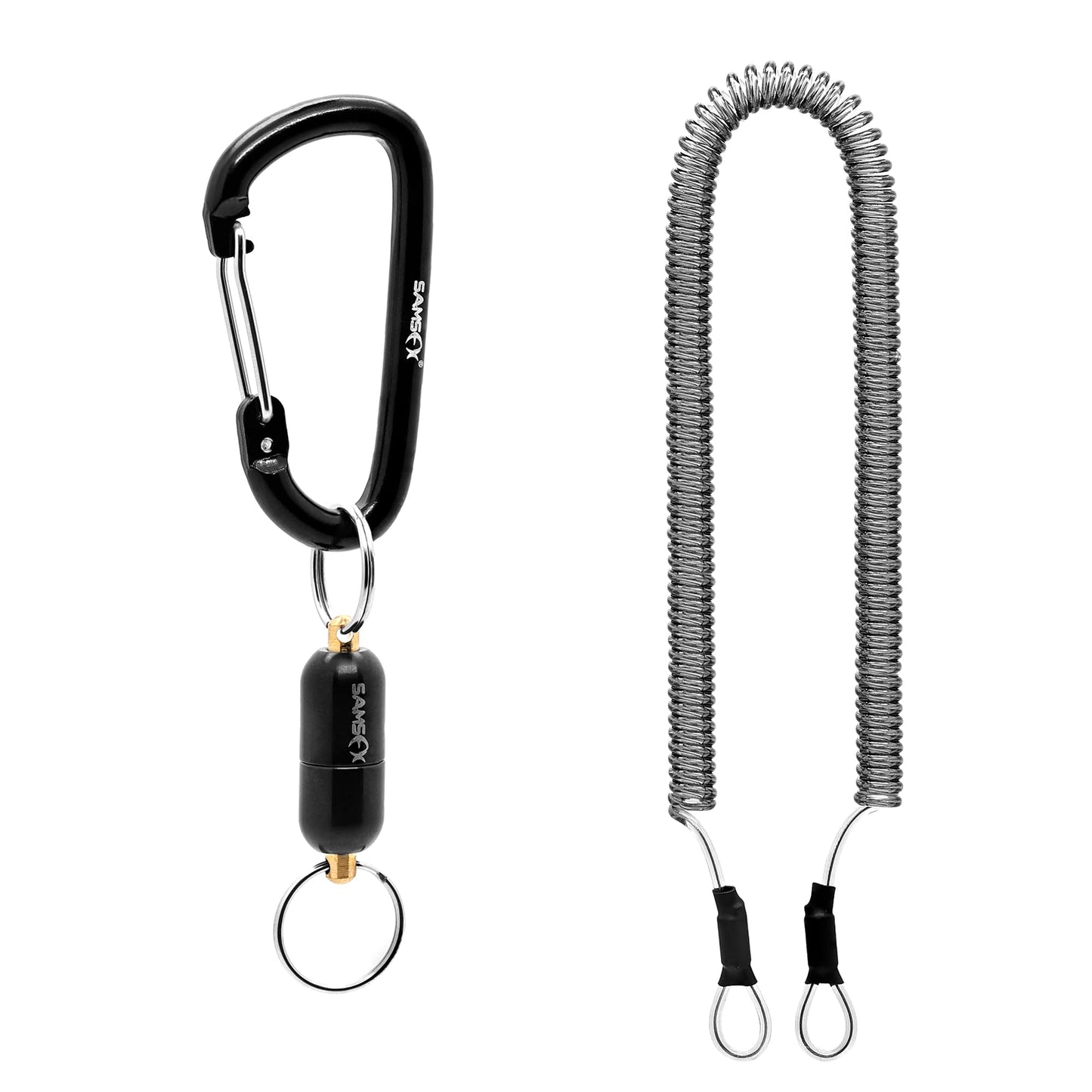 SAMSFX Fishing Magnetic Net Release Holder, Stainless Steel Shell, Screw Fixed Magnet, 360 Rotating Shaft (Black)