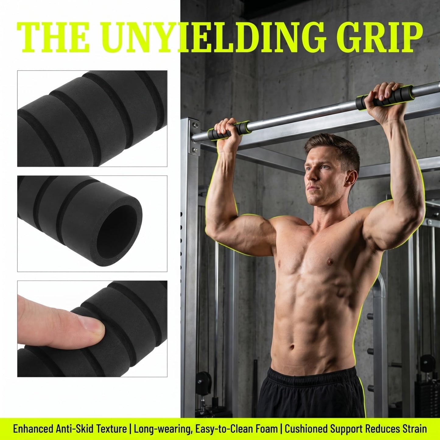 Kisangel 3pcs Pull up Bar Grips, No-Slip Foam Grip Tubing, Sponge Pull-up Sleeve Handlebar Pads for Horizontal Protector Pad