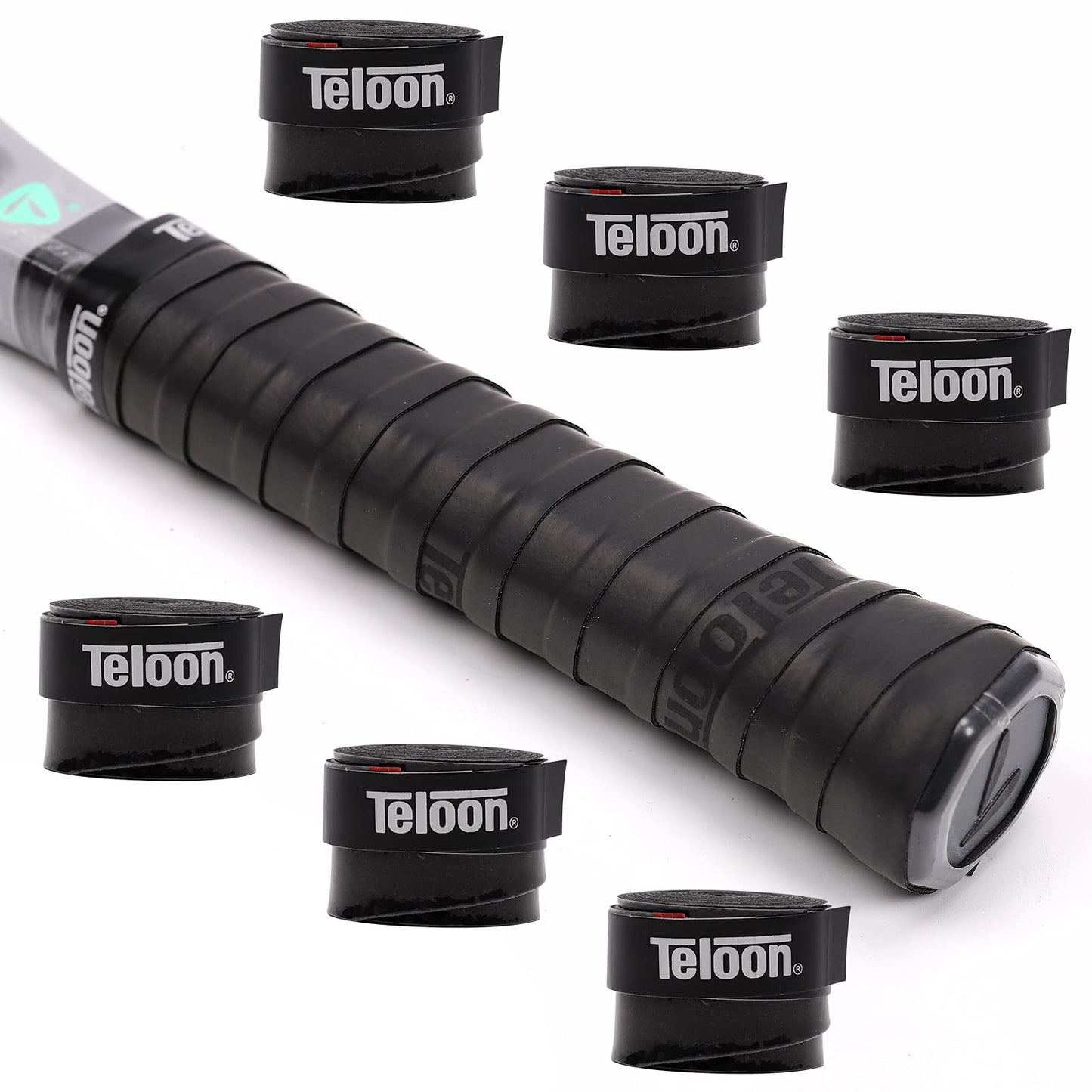 Teloon Overgrip Racket Grip Tape Tennis Overgrip Grip Tape，(6 or 12 Pack) Absorb Sweatbands Stretchy Anti Slip Protector Handle Overgrips. (Black-12 pcs)