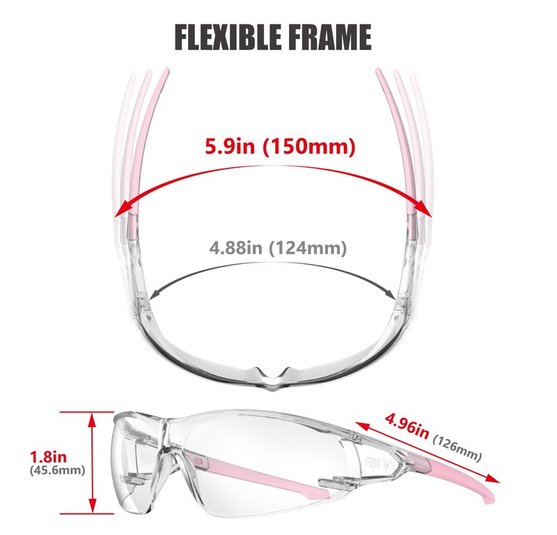 HTS HUNTERSKY S239 Protective Clear pink Small Safety Glasses women youth protecting eyes from wind dust proof night bike riding cycling running lab chemistry goggles