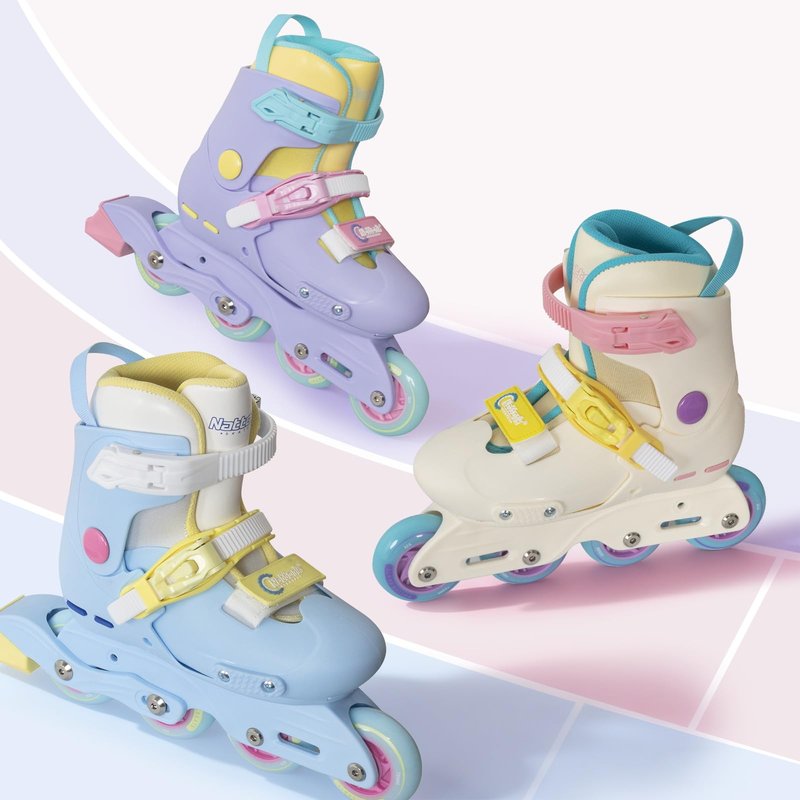 Nattork Inline Skates for Girls Kids Teens Boys Age 6-12, 4 Sizes Adjustable Blades Roller for Outdoor Indoor Birthday Purple