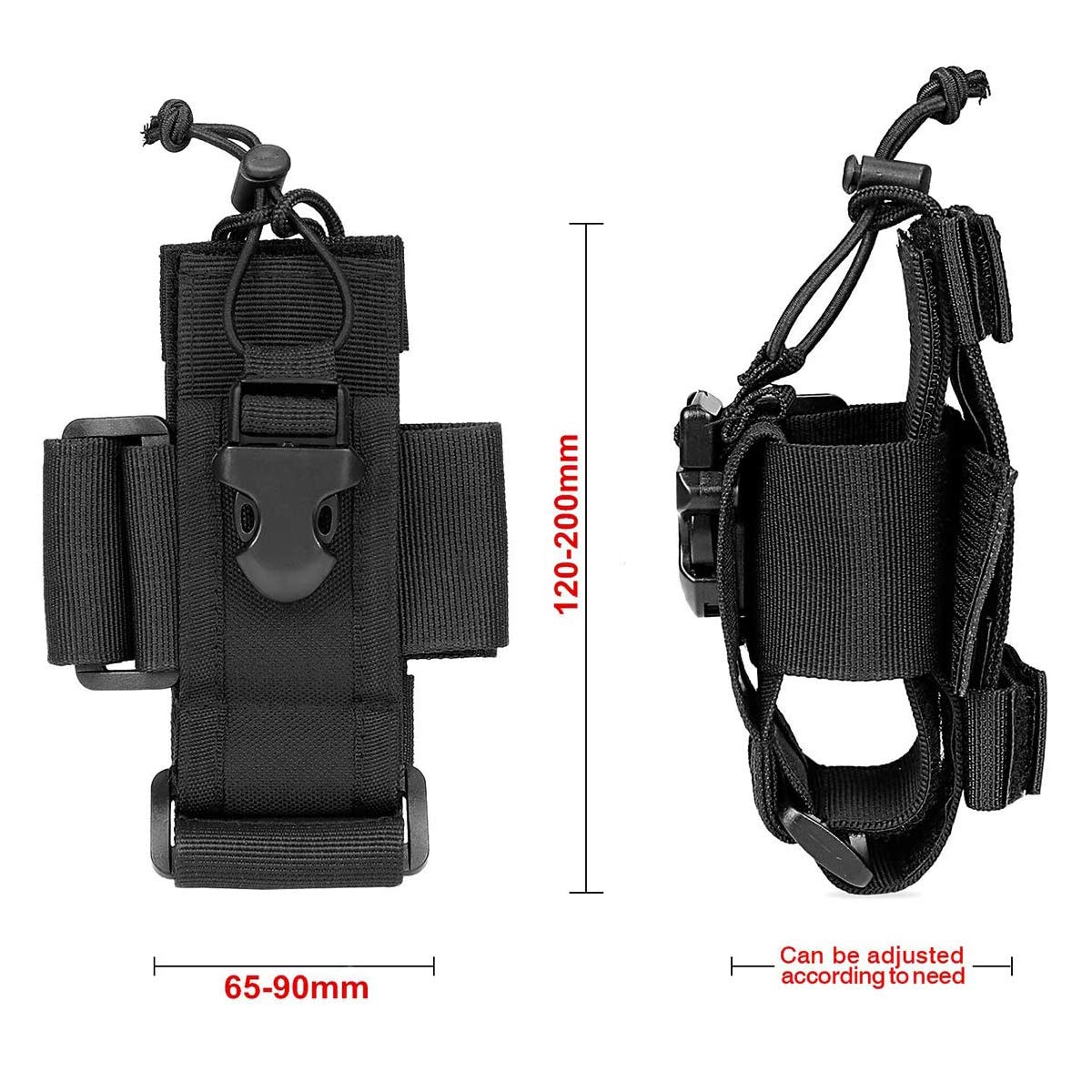 LUITON Tactical Molle Radio Pouch - Heavy Duty Holster Bag for Two-Way Walkie Talkies - Compatible with Bags/Packs/Duffels (Black)