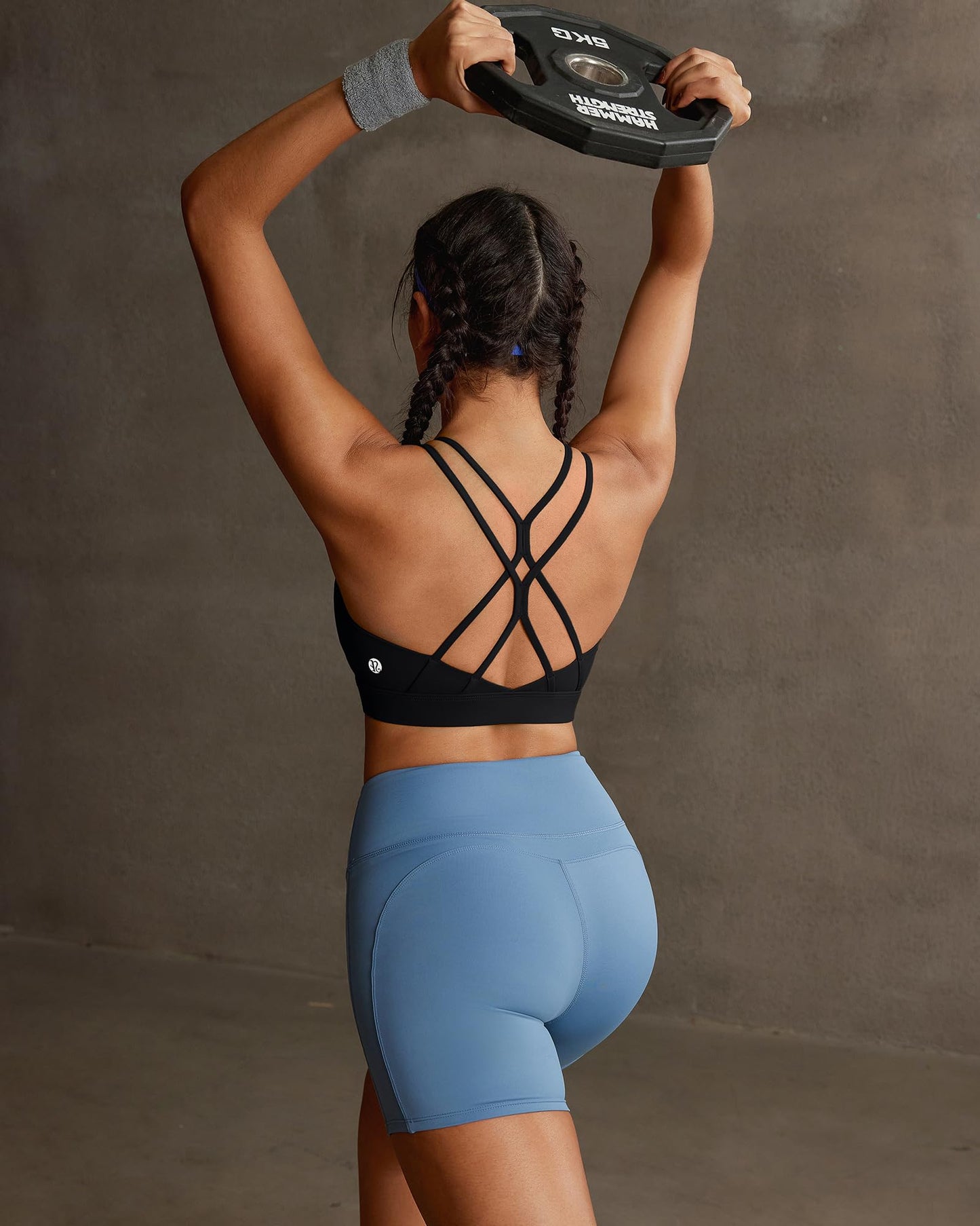 RUNNING GIRL Sports Bra for Women,Sexy Crisscross Back Light Support Yoga Bra with Removable Cups Black