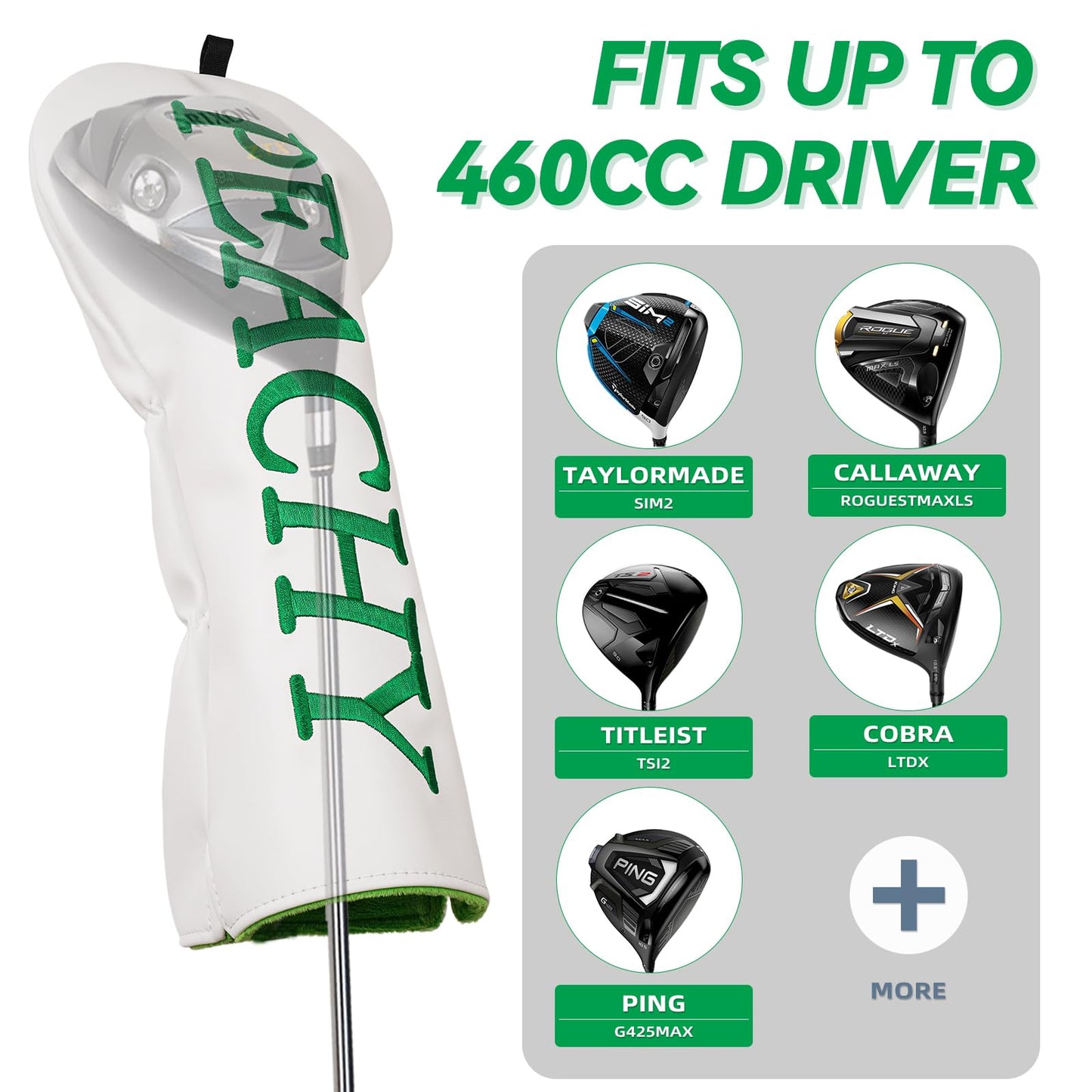 Tiki Totem Golf Club Covers Driver Head Covers for Golf Clubs, Big Teeth Hawaiian 460cc Wood Golf Head Covers, Driver Headcover Funny (Green Peachy)