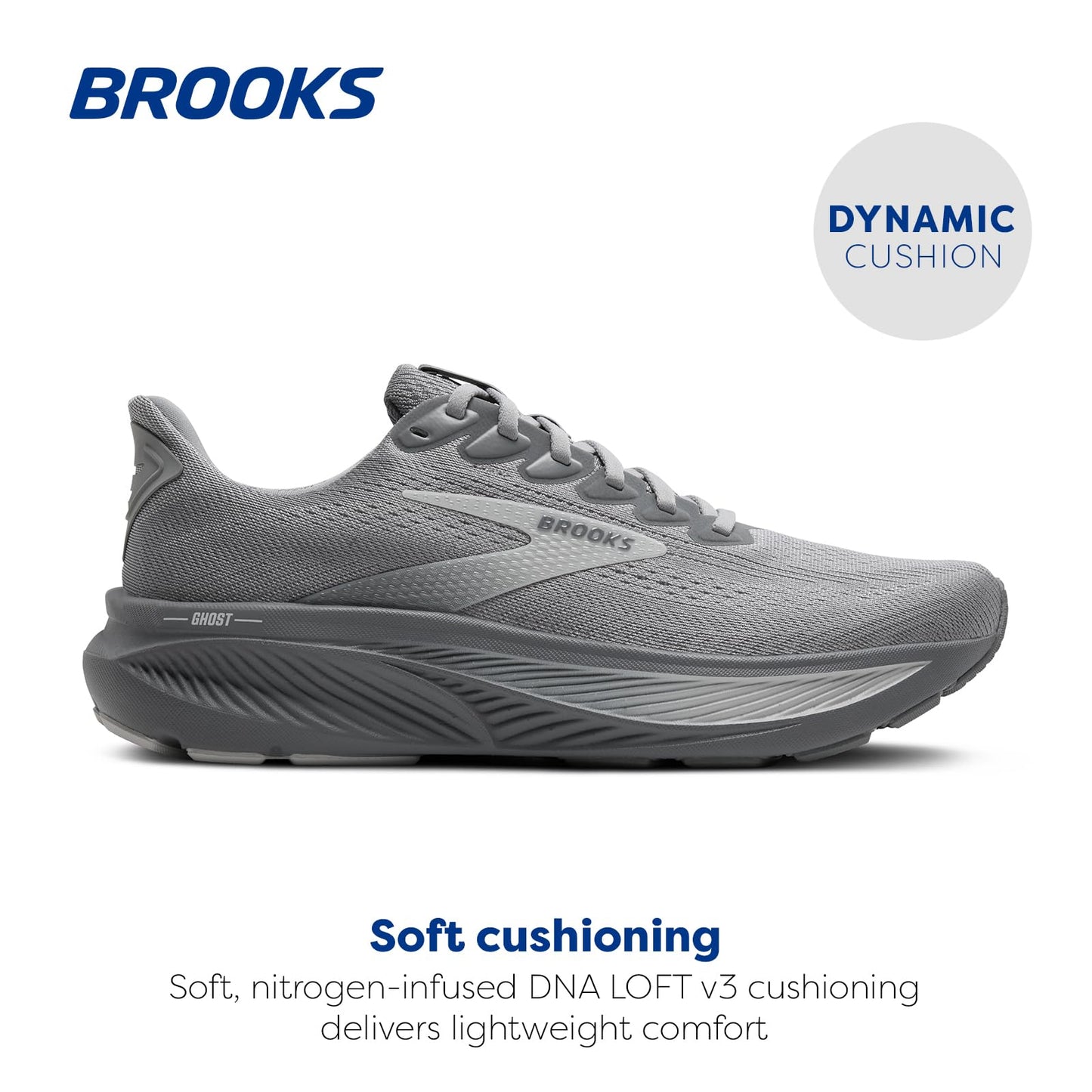 Brooks Men’s Ghost 17 Neutral Running Shoe - Primer Gray/Oyster Mushroom - 8.5 Medium