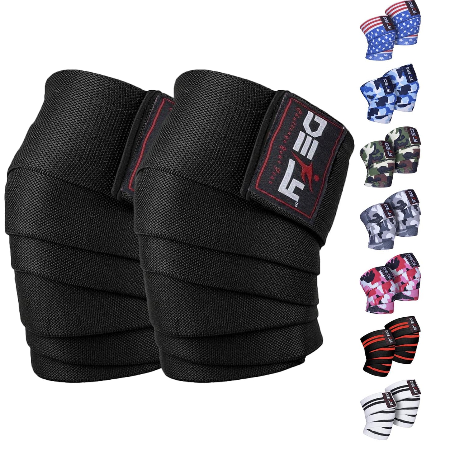 DEFY Sports' Knee Wraps for Weightlifting - Provides Knee Support for Powerlifting, Squats & Fitness Workouts - Ideal Knee Wrap for Men and Women (1 PAIR) (Black)