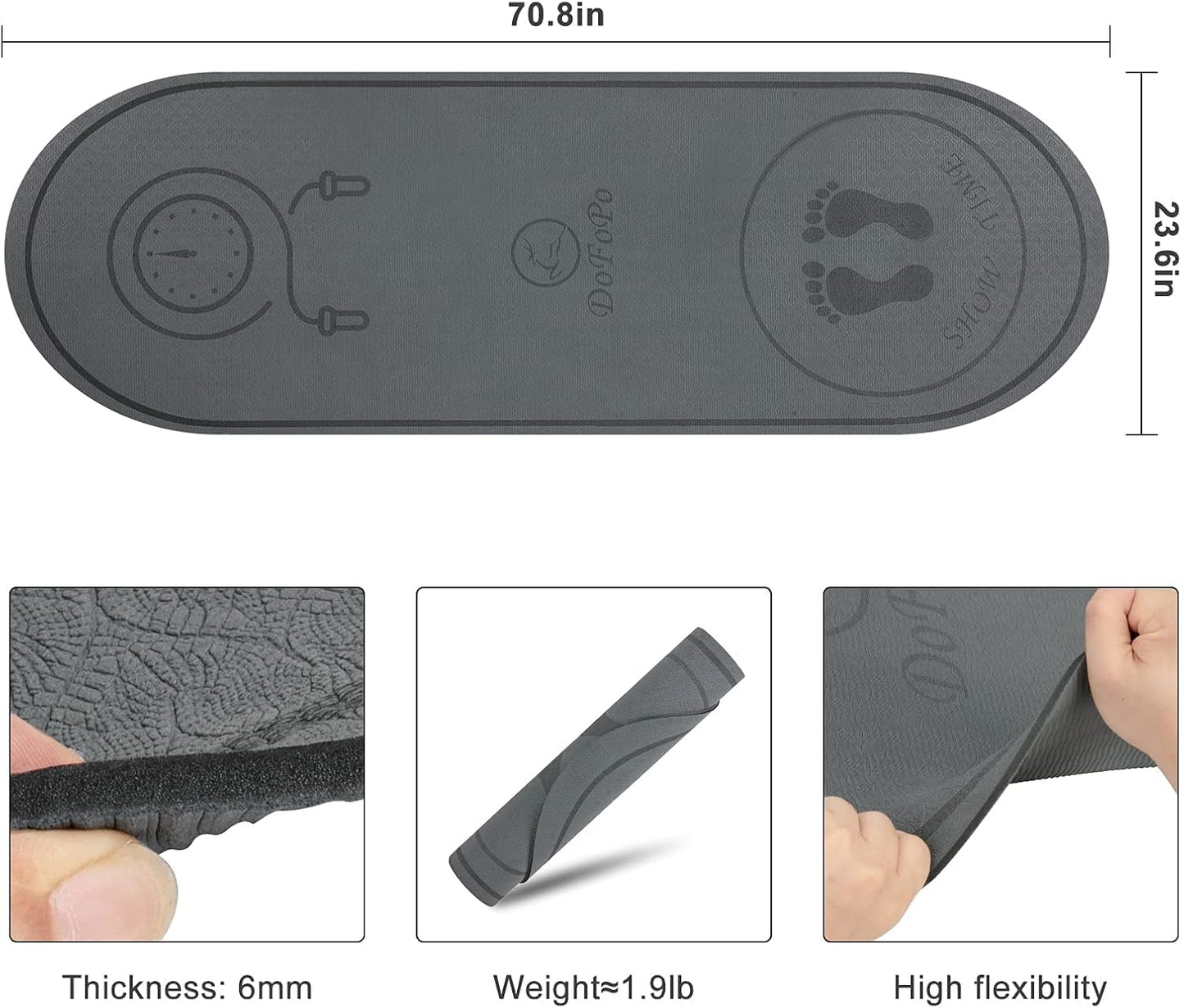 Jump Rope Mat - Non-Slip Indoor/Outdoor Exercise Flooring | 71"x63"x24" High-Density Shock Absorption