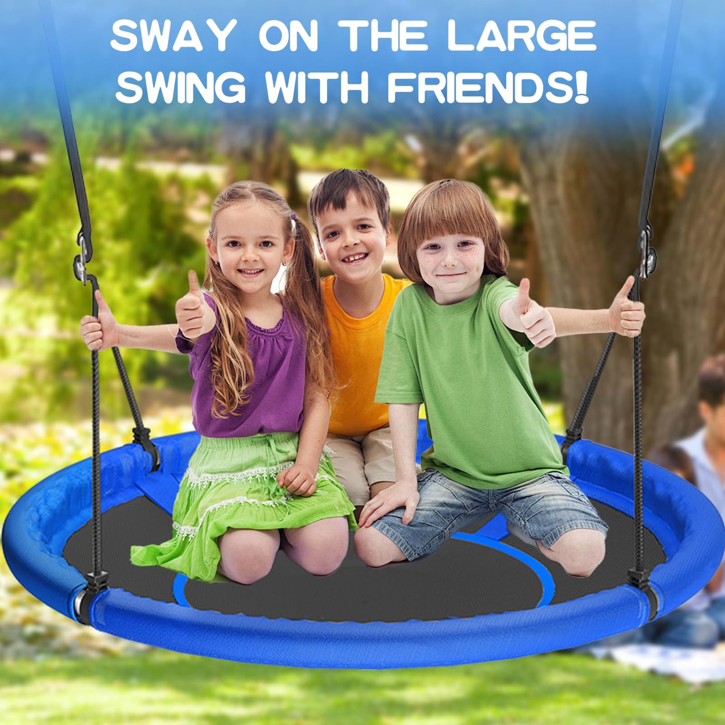 48 inch Saucer Tree Swing for Kids Adult, Larger Flying Swing for Whole Family 600lbs Weight Capacity with Adjustable Hanging Straps