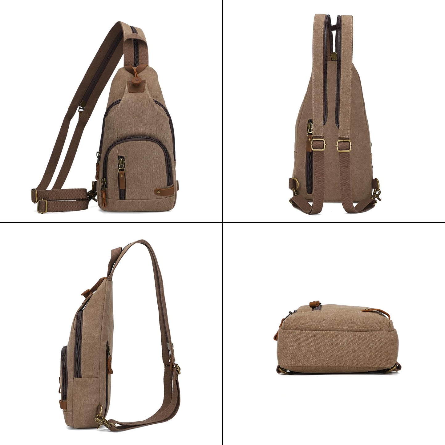 KL928 Canvas Sling Bag Crossbody Backpack Shoulder Casual Rucksack for Men Women