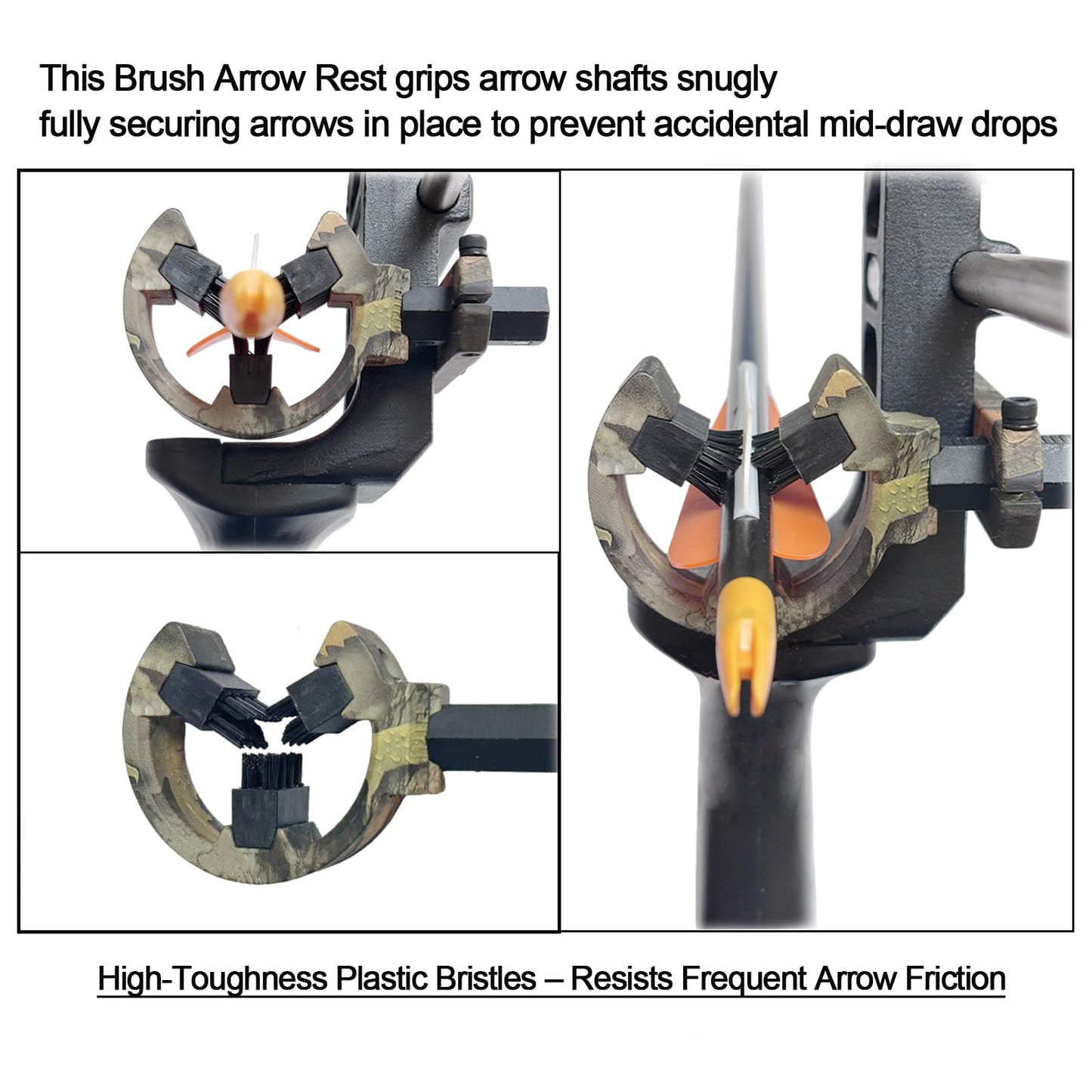 - QI HUO JU - Archery Arrow Rest Capture Whisker Biscuit Brush Arrow Rest for Compound Bow/Recurve Bow Hunting Shooting Target Left and Right Hand (Camo)