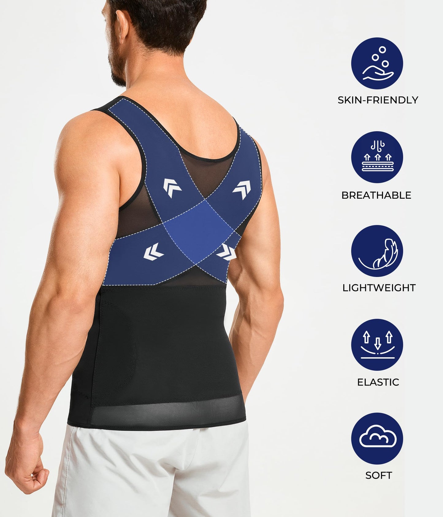 TAILONG Black Compression Shirt Men Shapewear Slimming Body Shaper Vest Workout Tank Top Undershirt