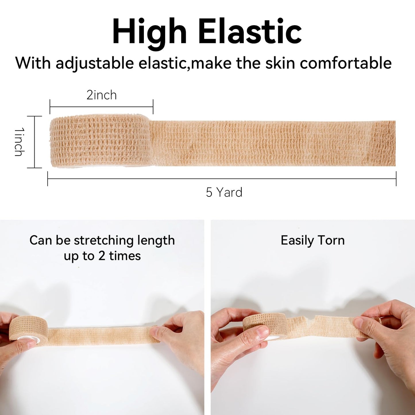 JHGIC Self Adhesive Bandage Wrap,Bandage Tape,Medical Tape,Vet Tape,Athletic Tape Gauze,for First Aid,Sports, Wrist, Ankle (16pcs Beige, 1inch*5Yards)