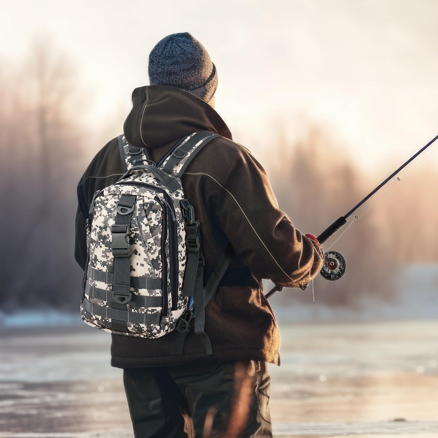 Fishing Backpack with Tackle Box - Compact Fishing Tackle Bag with Rod Holder | Ideal for Outdoor Sports