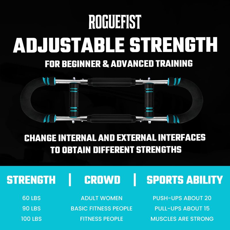 Twister Arm Trainer, Adjustable 3 Resistance Levels (60–100 lbs) with 1 Pair of Silicone Gym Grips Pads, Home Gym Fitness Equipment Chest, Arms, Shoulders & Forearms Portable Exerciser (Blue)