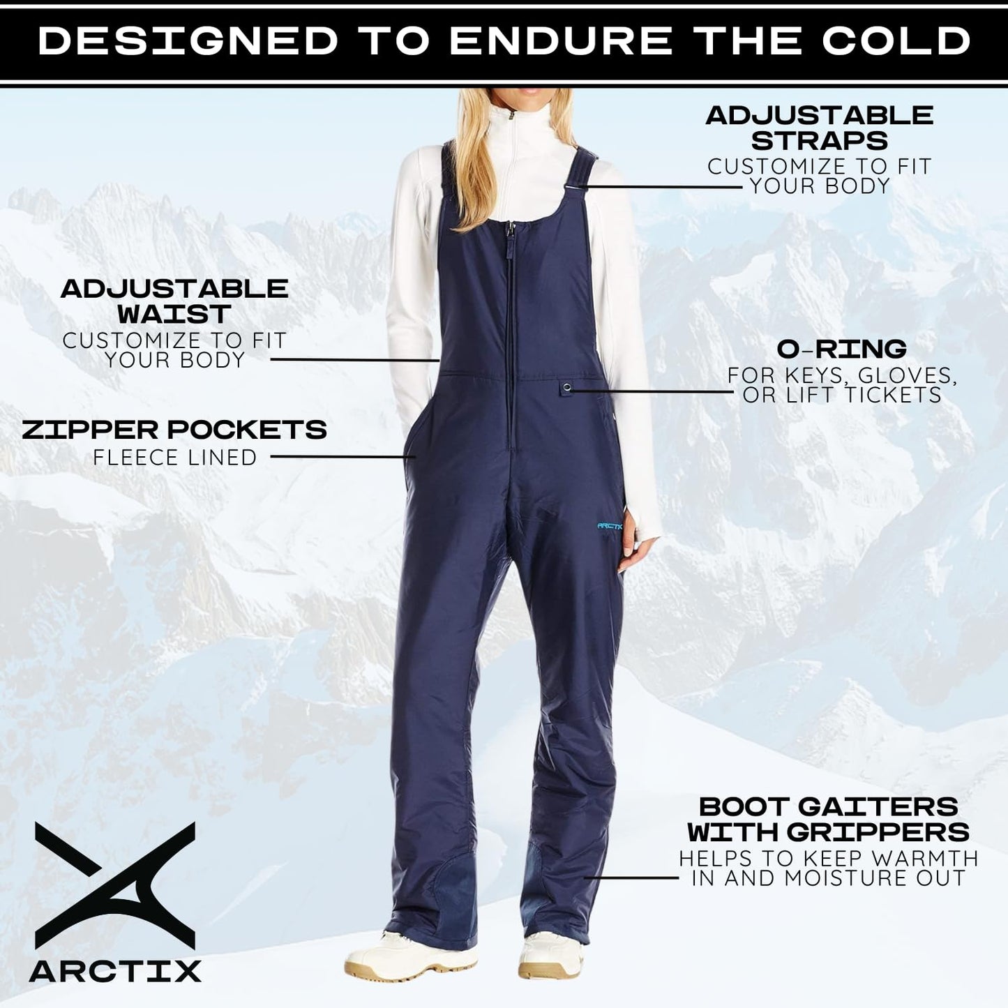 Arctix Women's Essential Insulated Bib Overalls, Blue Night, 3X Tall