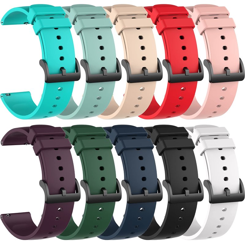ECSEM Watch Bands Compatible with Amazfit GTS 3/GTS/GTS 2 Mini/GTS 4 2/GTS 2e/GTR 42MM,Wristband Silicone Quick Release Replacement Waterproof Sport Straps for Bip 3/Bip 3 Pro/Bip U Pro