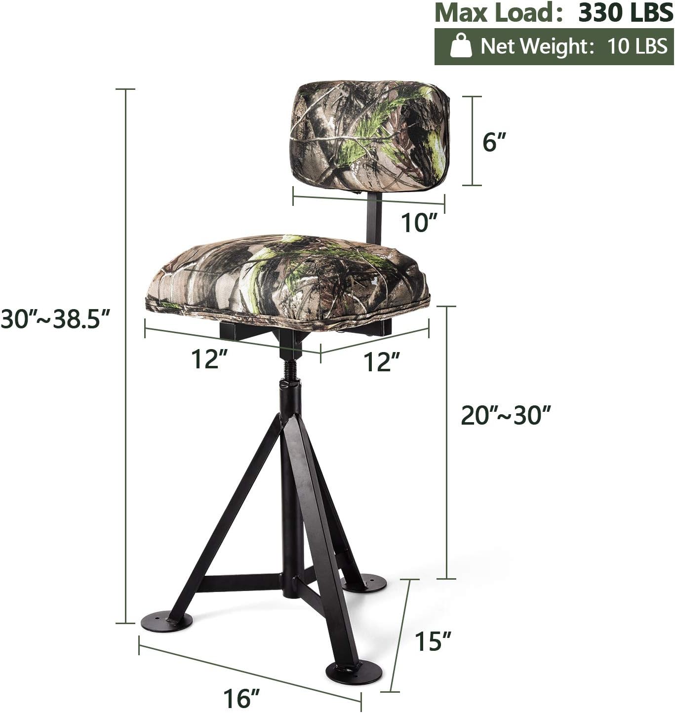 Swivel Hunting Chair - 360° Rotatable Camo Folding Seat | Adjustable Blind Stool with Backrest for Outdoor Activities