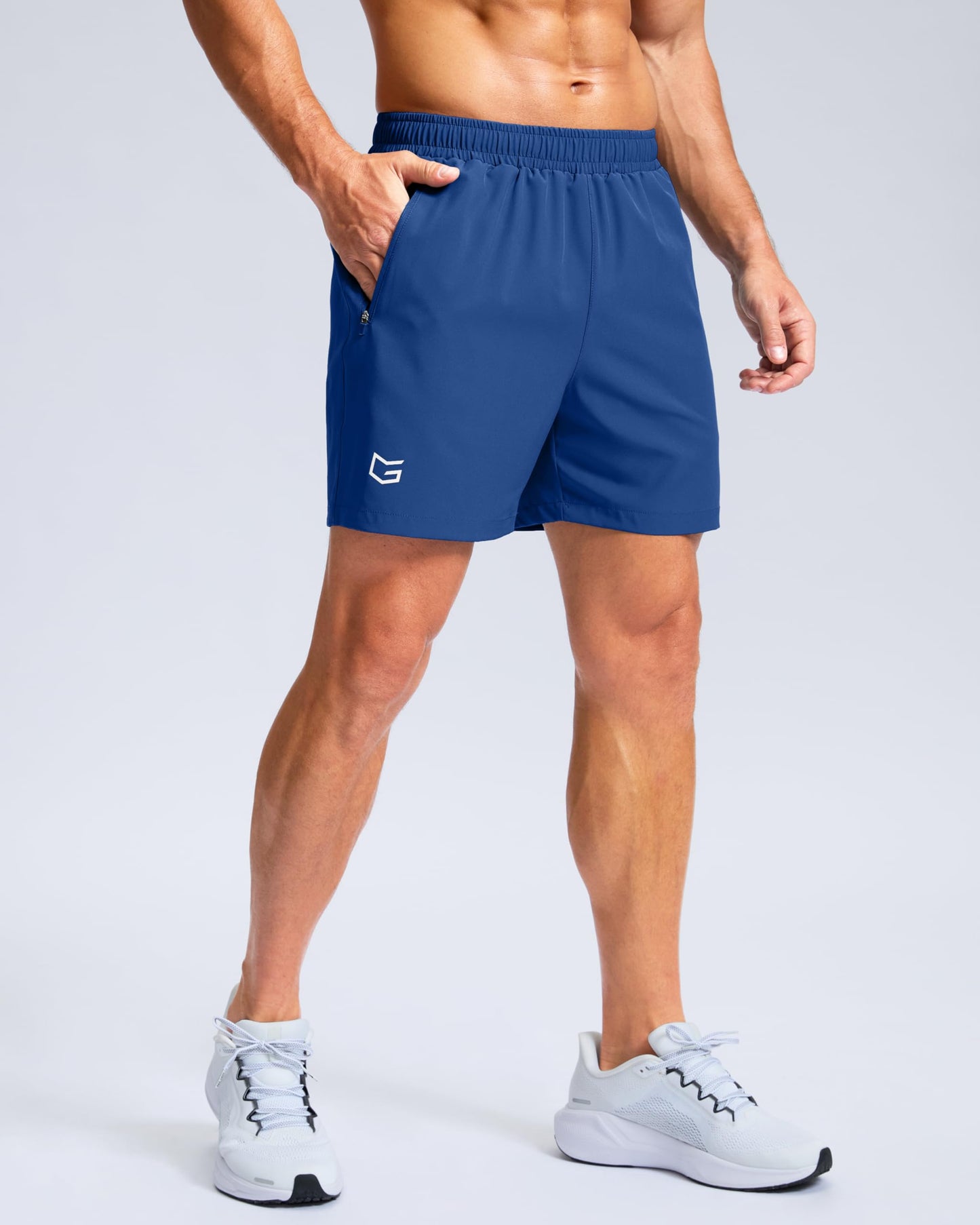 G Gradual Men's Athletic Running Shorts with Zipper Pockets Quick Dry 7"/ 5"/ 9" Workout Gym Shorts for Basketball Hiking(Royal Blue,5XXL)