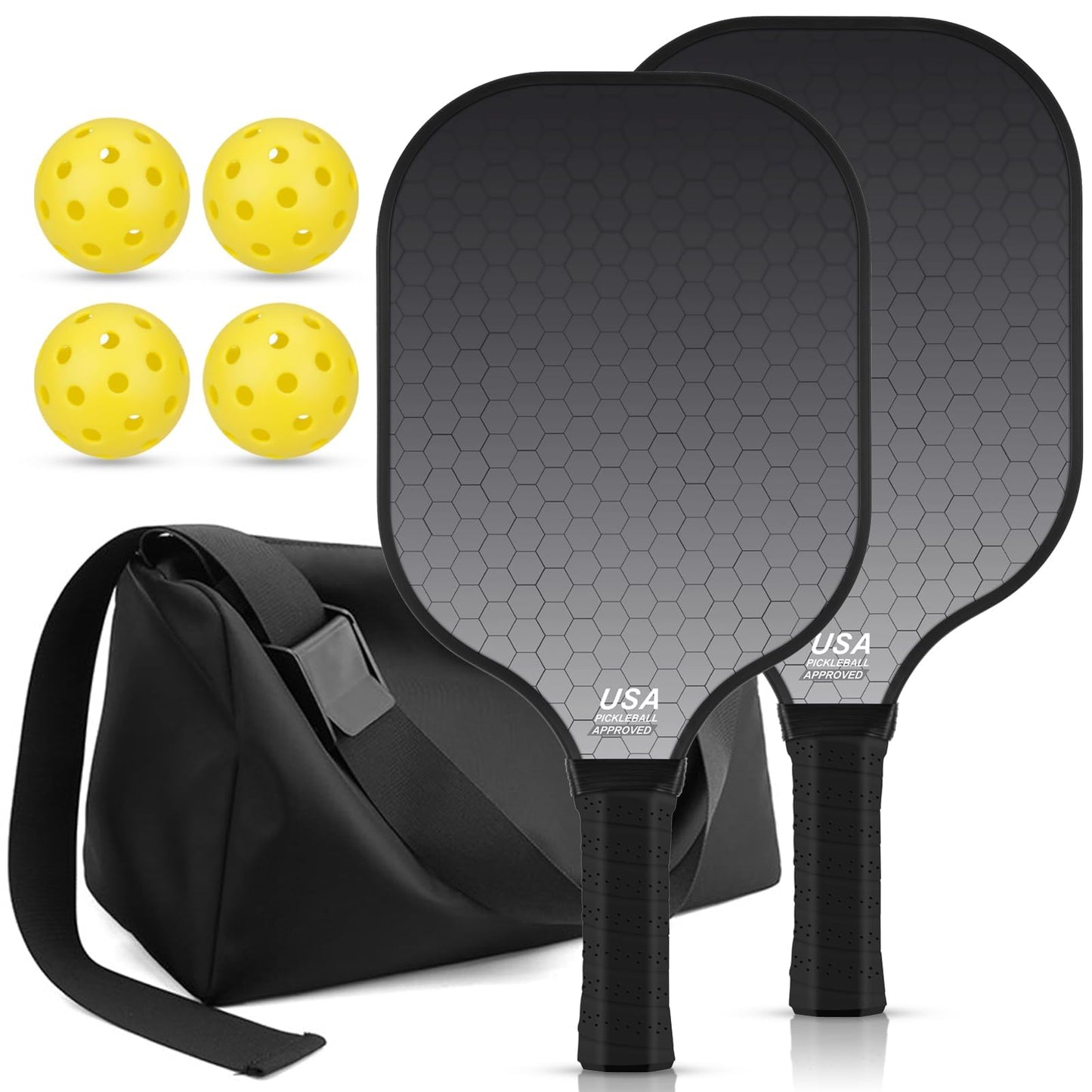 Jobunai T300 Carbon Fiber Pickleball Paddles Set of 2 Lightweight Pickle Ball Rackets Indoor Outdoor Games Equipment Sports Accessories Gifts