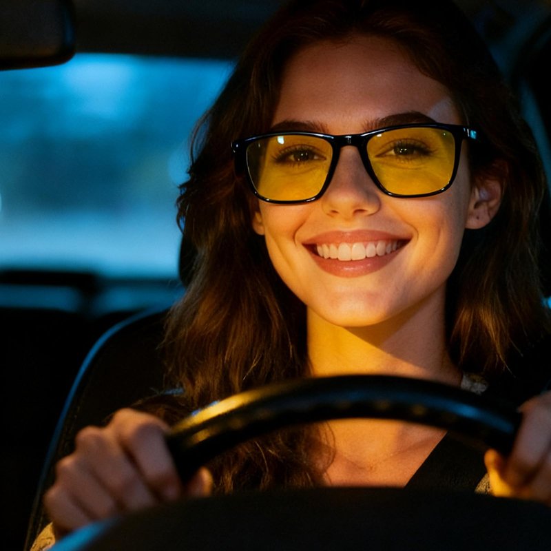 JixGien Night Driving Glasses for Men, Anti-Glare Polarized Yellow Lenses, Night Vision Glasses with UV400 Protection for Nighttime Driving(Black)