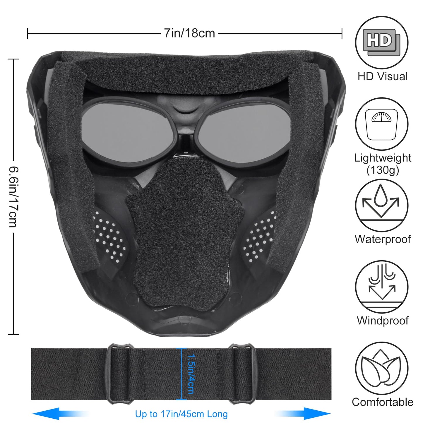 VPZENAR Airsoft Mask and Helmet,Black Tactical Helmet with NVG Mount,Airsoft Mask Full Face,Anti Fog Paintball Mask for Men,Airsoft Gear and Tactical Gear