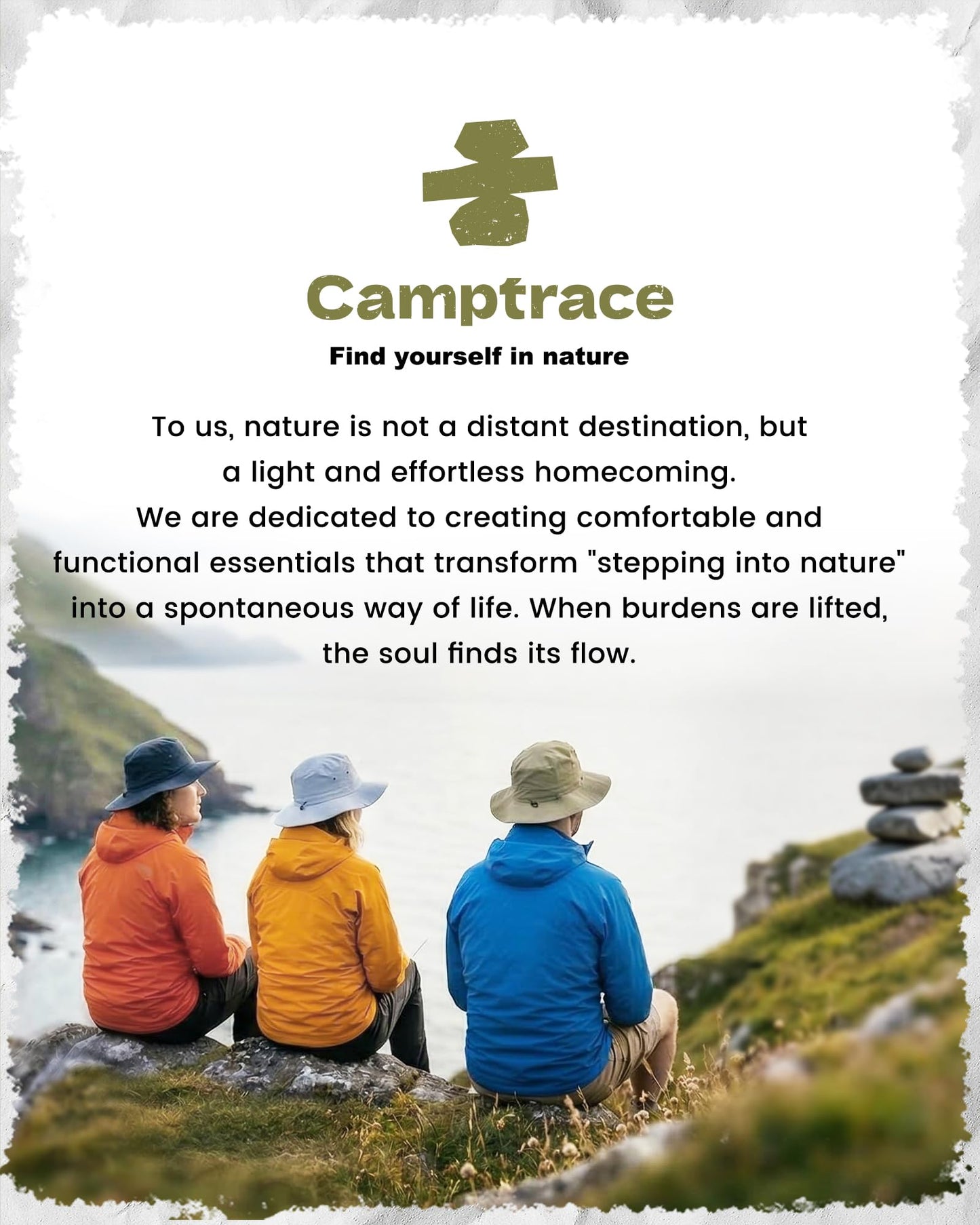 Camptrace Sun Hats for Women Men UPF 80+ Wide Brim Bucket Hat Foldable, Adjustable for Hiking, Gardening, Travel Khaki